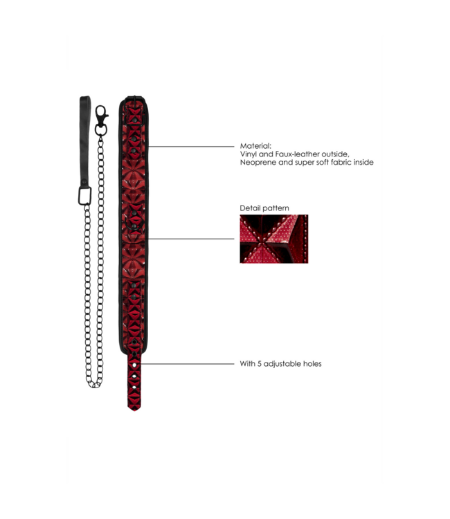Ouch! Diamond Pattern Neoprene Collar with Leash - Comfort & Control Set