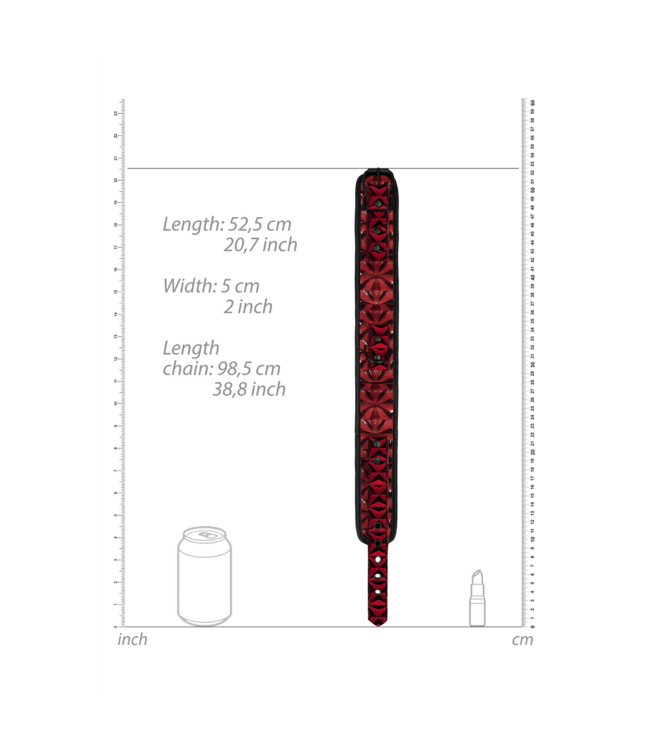 Ouch! Neopreen Halsband Met Verstelbare Leash En Ruitpatroon - 52,5 cm