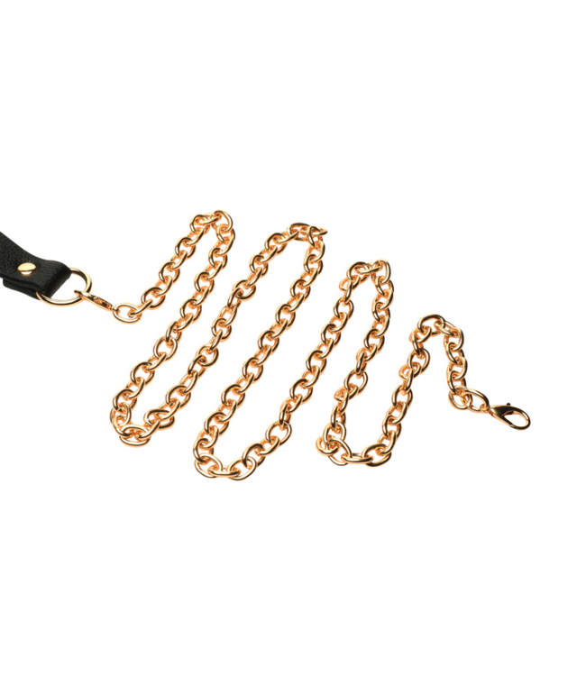 XR Brands Captivate Adjustable Black/Gold Vegan Leather Bondage Collar