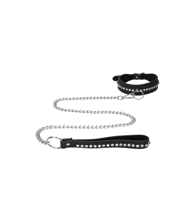 Ouch! Stilvolles verstellbares BDSM-Halsband mit Leine – Eleganz trifft Komfort