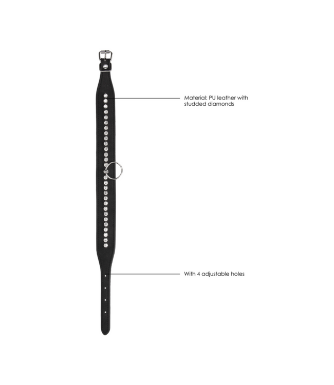 Ouch! Stylish Adjustable Diamond Collar with Leash – Perfect for BDSM Collection