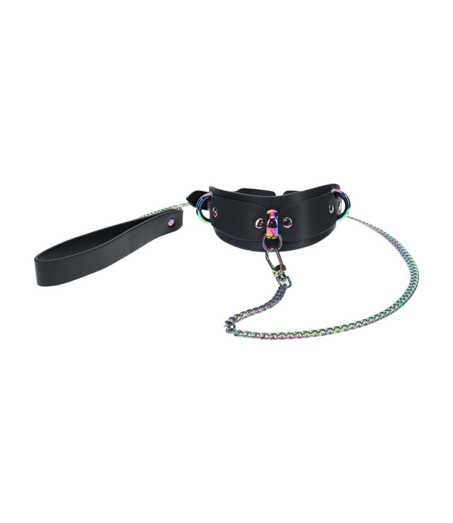 Ouch! Ouch! Venice Set Gelamineerde Leren Halsband En Leash Met Iriserende Hardware