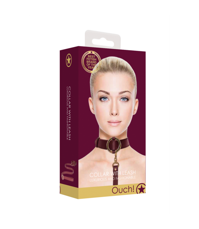 Ouch! Elegantes BDSM-Set mit Halsband und Leine in Rot – Ouch! Halo Stil