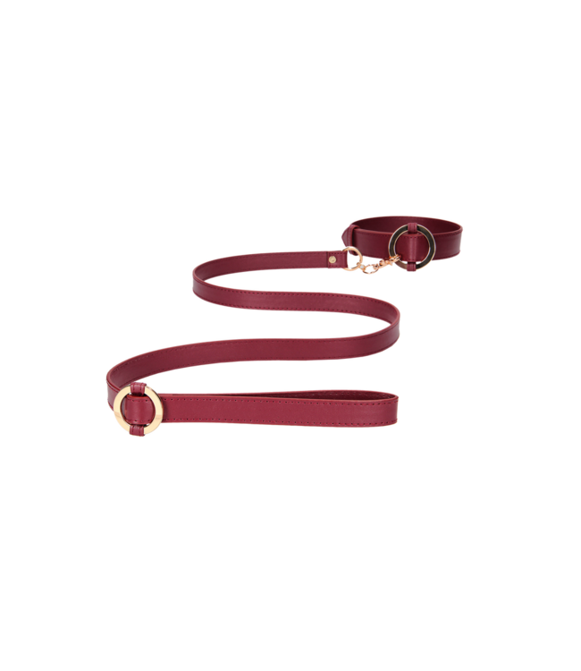 Ouch! Luxury Red Collar and Leash Set - Elegant BDSM Experience