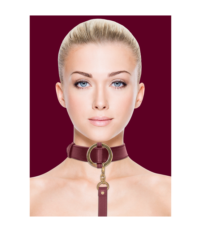 Ouch! Ouch Halo Rood Halsband En Leash Set Met Gouden Accenten En Lederlook