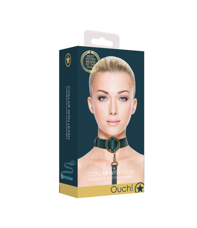 Ouch! Ouch Halo Halsband Met Leash Set In Lederlook Met Gouden Accenten