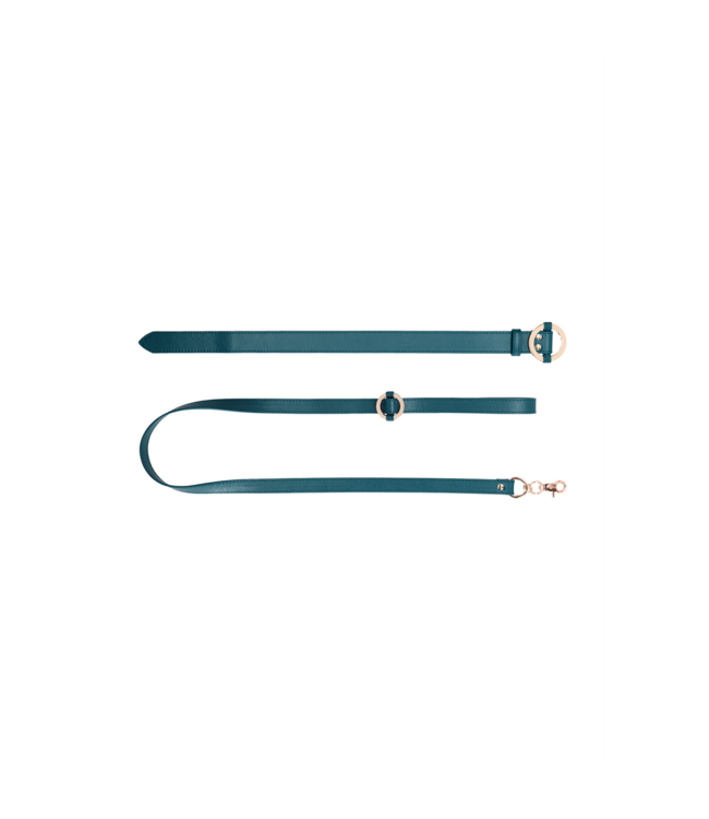 Ouch! Luxuriöses BDSM-Halsband & Gürtel-Set – Lederlook & goldene Akzente