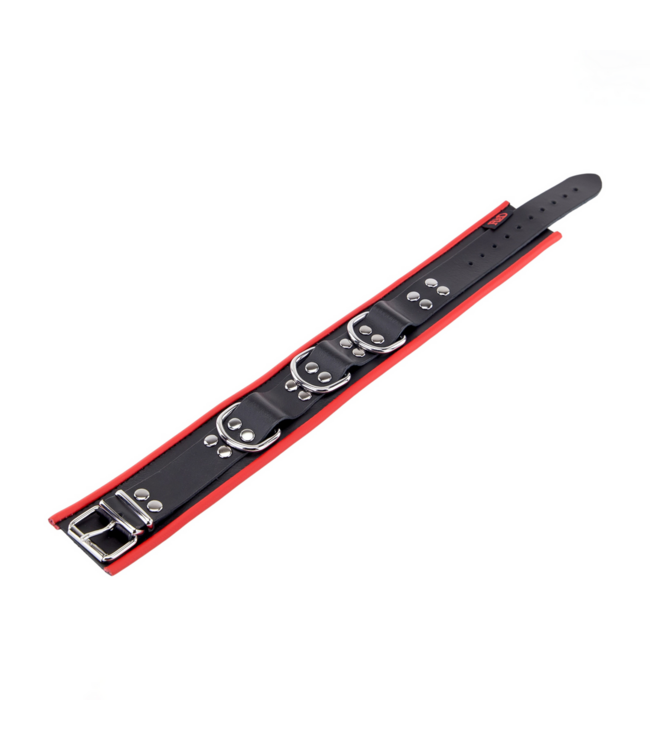 Red Leather Adjustable Leather Necklace with 3D Rings in Red/Black - Stylish Accessory