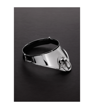Steel by Shots Verchroomde Fetish Halsband Met O-Ring En Zwart Suède 18 Cm