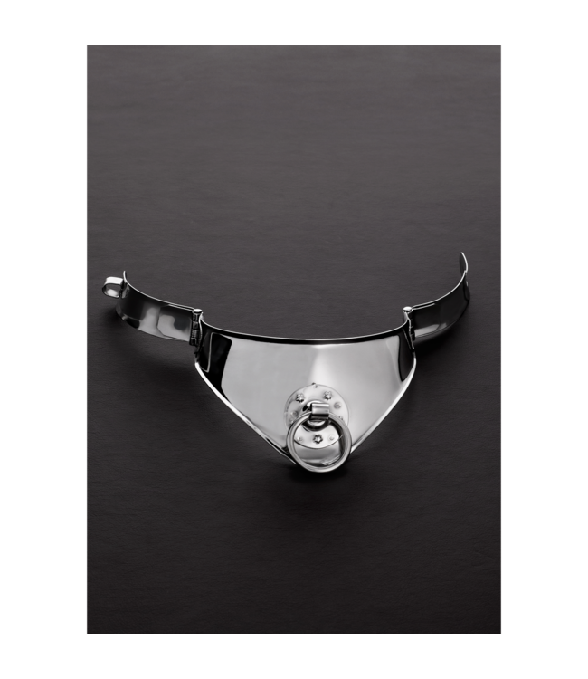 Steel by Shots Verchroomde Fetish Halsband Met O-Ring En Zwart Suède 18 Cm