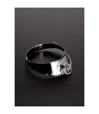 Steel by Shots Elegantes Herrenkragen aus Edelstahl mit Wildleder - Vielseitiges Fetisch-Accessoire