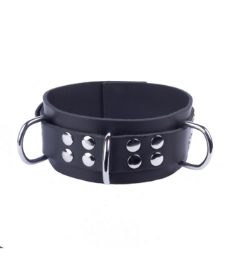 Red Leather Ultra Leather Black Collar - Stylish & Durable SM Accessory 38-52 cm