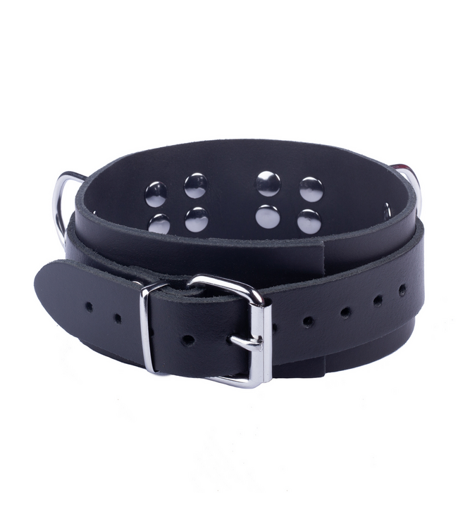 Red Leather Leren Ultra Accessoire Ketting 5,5 cm Breed Verstelbaar Metalen Sluitingen Zwart