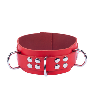Red Leather Leren Stoere Halsketting Rood 5,5 cm Breed Verstelbaar 38-52 cm Ultra Series