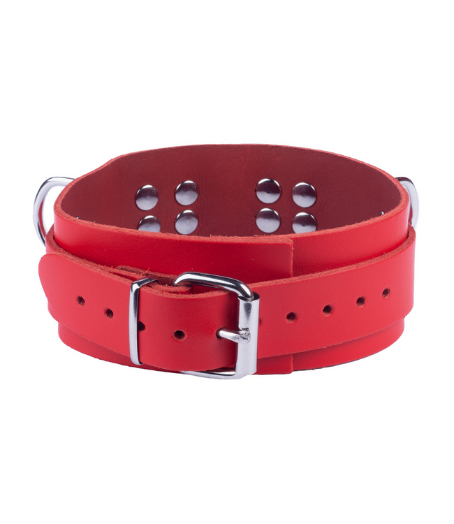 Red Leather Leren Stoere Halsketting Rood 5,5 cm Breed Verstelbaar 38-52 cm Ultra Series