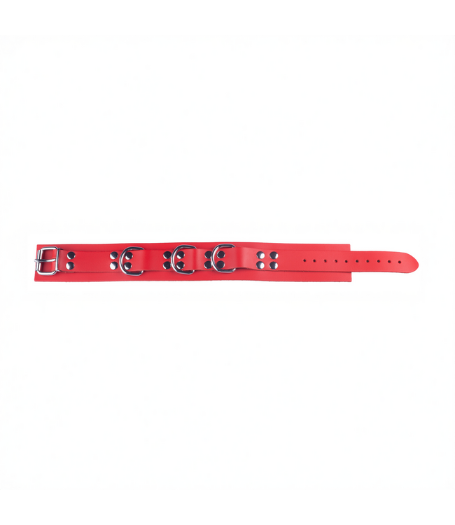 Red Leather Leren Stoere Halsketting Rood 5,5 cm Breed Verstelbaar 38-52 cm Ultra Series