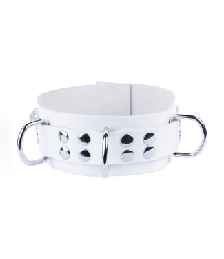 Red Leather Plant-Based European Leather Collar Wit – Verstelbare 38-52 cm SM Accessoire