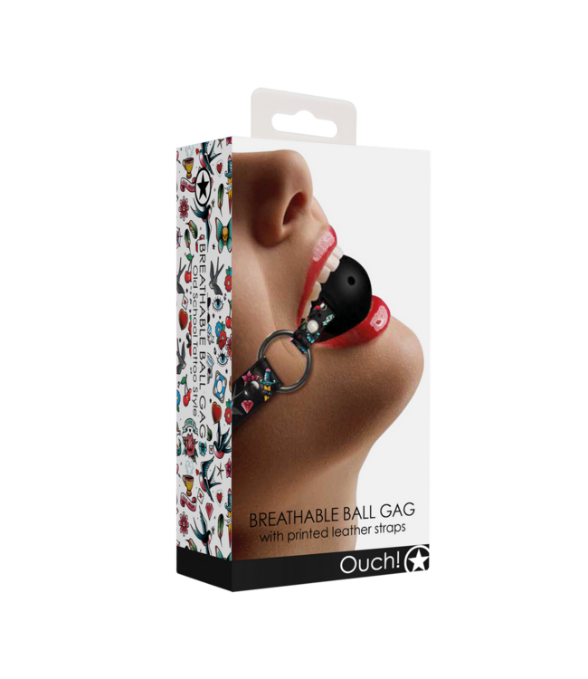 Ouch! Luchtdoorlatende Ball Gag Met Verstelbare Leren Riemen Van Ouch!