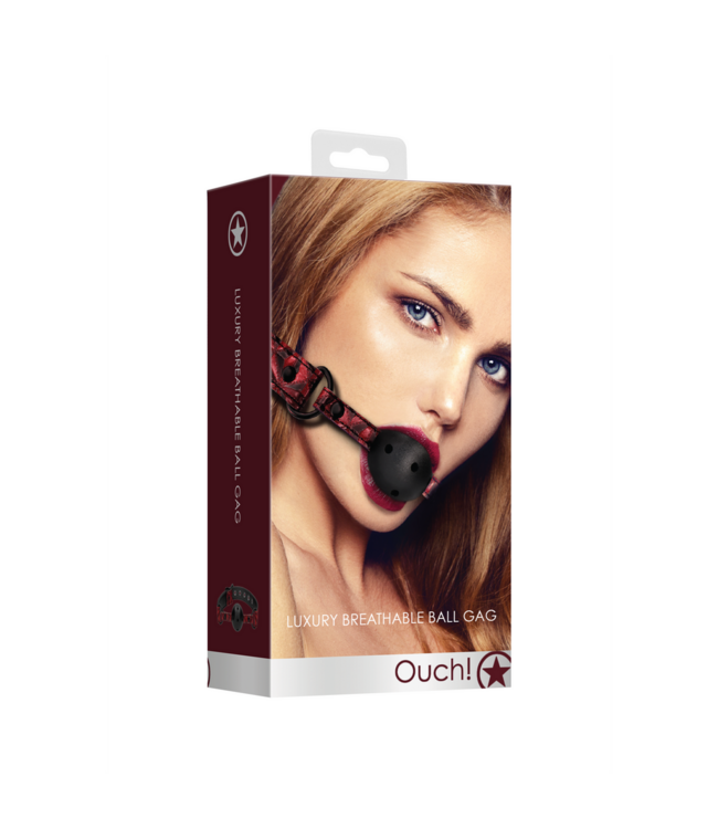Ouch! Ademende Bondage Ball Gag Met Verstelbare Metalen O-Ringen En Neopreen Bal