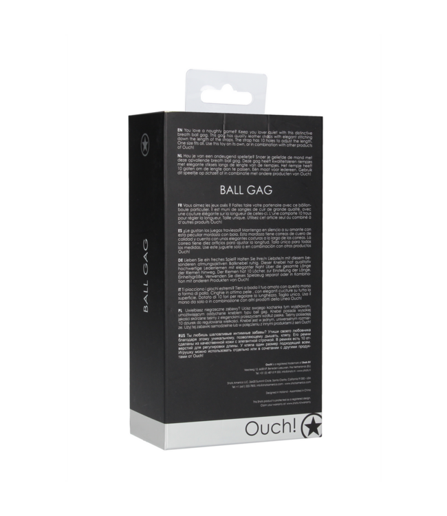 Ouch! Breath Ball Gag Met Verstelbare Leren Riem Voor Stoer Speelplezier