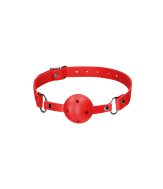 Ouch! Breath Ball Gag Rot | Elegante Lederriemen & Spannende Spielmöglichkeiten