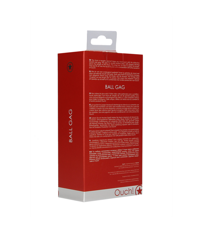 Ouch! Breath Ball Gag Met Rood Leren Verstelbaar Riem Voor Veilig Spel
