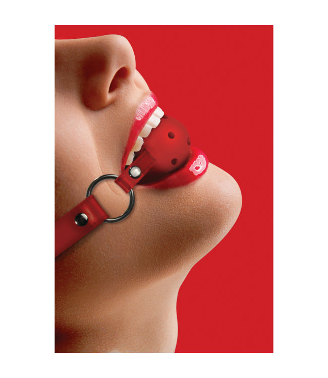 Ouch! Luxurious Red Breath Ball Gag with Adjustable Leather Straps - Ouch!