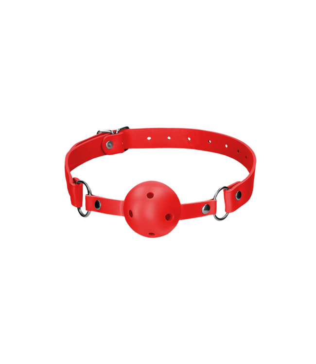 Ouch! Breath Ball Gag Rot | Elegante Lederriemen & Spannende Spielmöglichkeiten