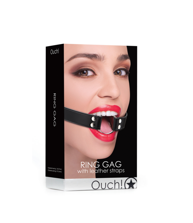 Ouch! Leer Ring Gag Met Verstelbare Riemen – Stijlvolle Bdsm Mondknevel 4,6 cm