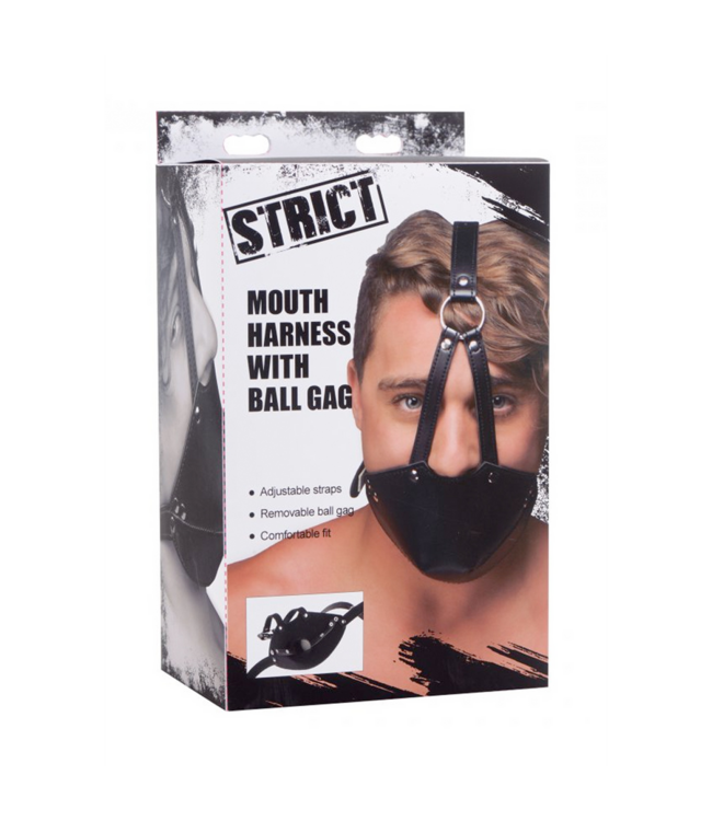 XR Brands Black Mouth Harness with Ball Gag - Control & Bond Your Pet!