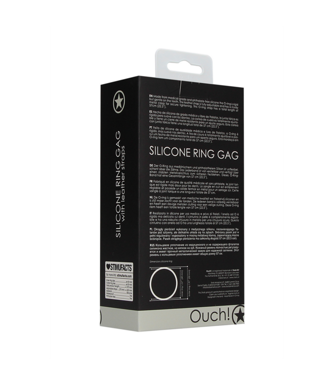 Ouch! Verstellbarer Silikon-O-Ring-Knebel mit robustem Lederband für Komfort