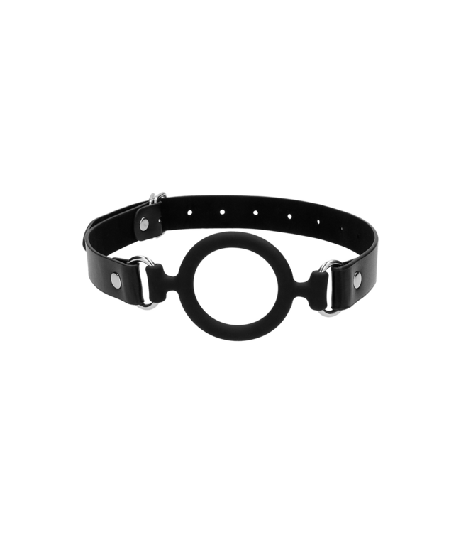 Ouch! Verstelbare Siliconen O-Ring Knevel Met Leren Band En Metalen Sluiting