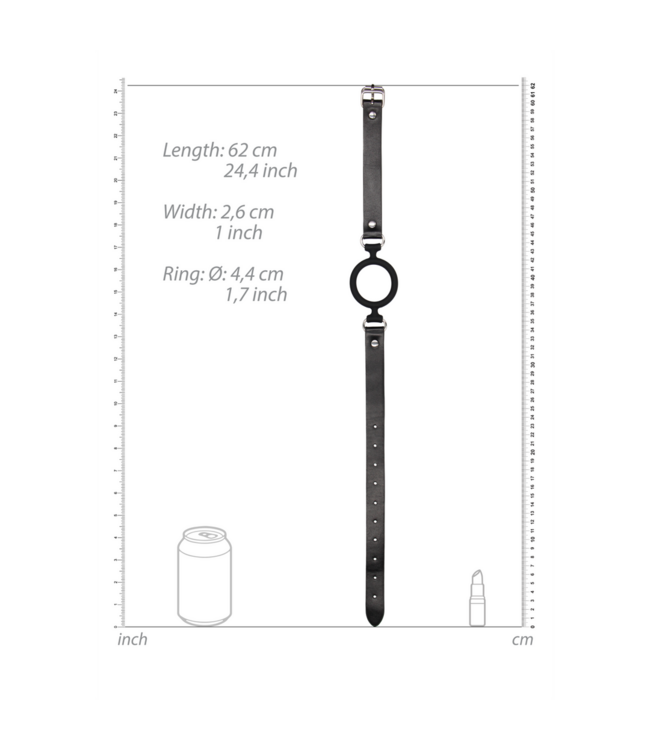 Ouch! Verstelbare Siliconen O-Ring Knevel Met Leren Band En Metalen Sluiting