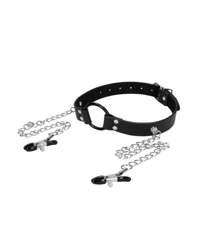 Ouch! Ultimate O-Ring Gag & Nipple Clamps for BDSM Control - Adjustable Fit