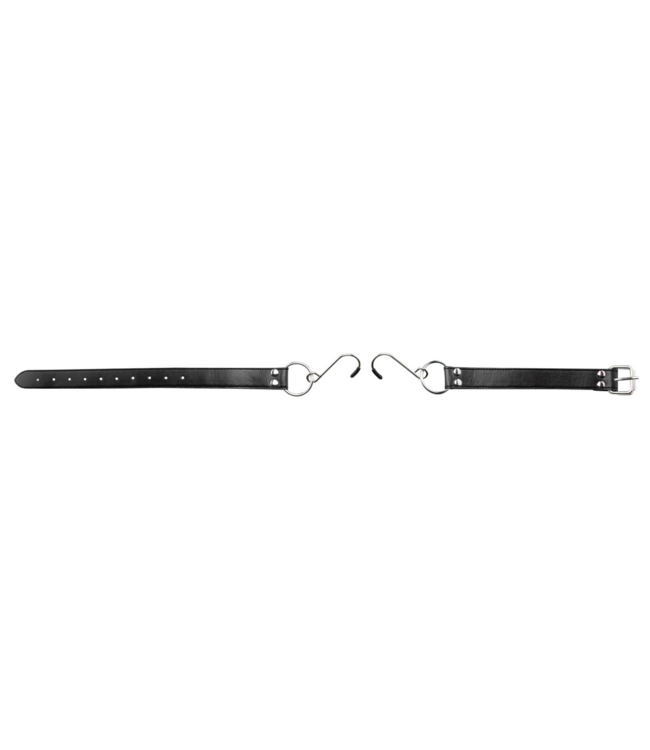 Ouch! Verstelbare Leren Haak Gag Met Stiksels | Zwart Bdsm Accessoire