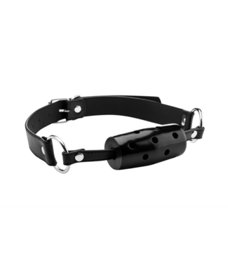 Ouch! Adjustable Black Leather Cylinder Gag | Ouch! Naughty Pleasure Gear