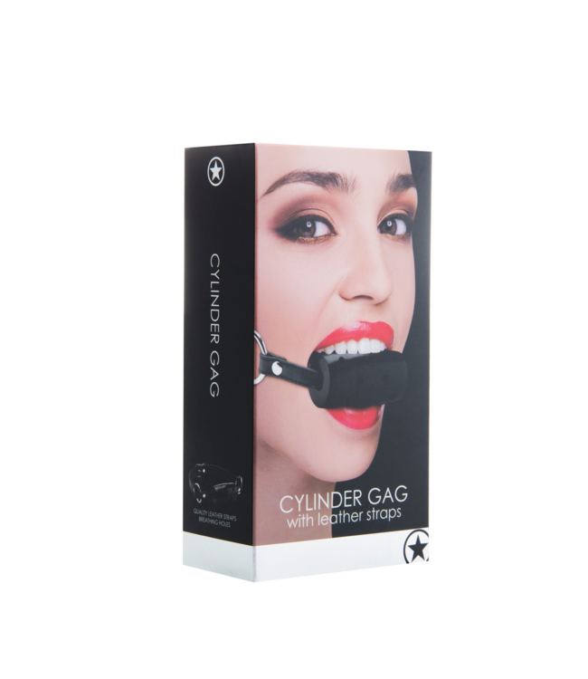 Ouch! Adjustable Black Leather Cylinder Gag | Ouch! Naughty Pleasure Gear