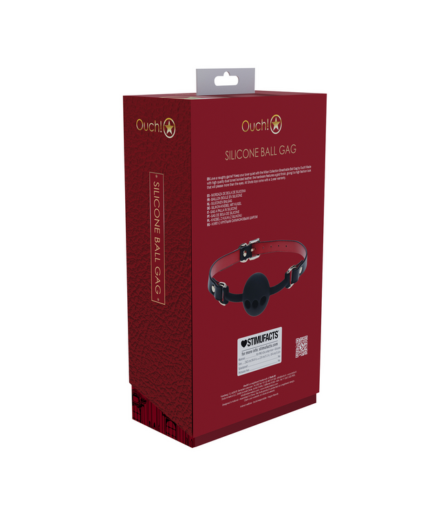 Ouch! Ouch! Milan Collection Ademend Leren Ball Gag Rood Met Verstelbare Banden