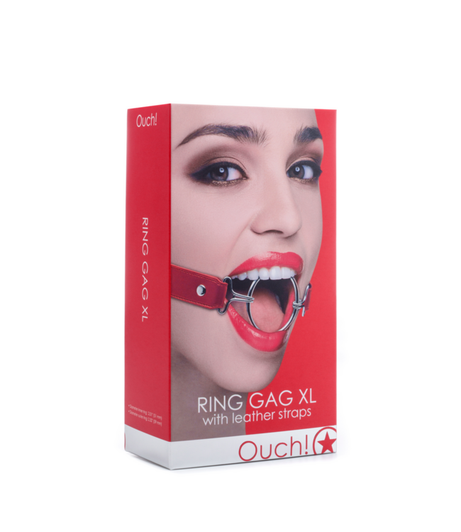 Ouch! Luxe Rood Leer Ring Gag Met Verstelbare Riemen Van Ouch!
