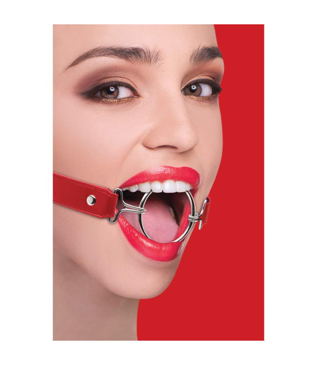 Ouch! Ouch! XL Red Leather Ring Gag - Comfortable & Stylish Playtime Accessory