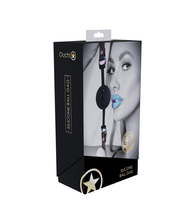 Ouch! Ouch! Venice Collection Ademend Siliconen Ball Gag Met Leren Verstelbanden Zwart