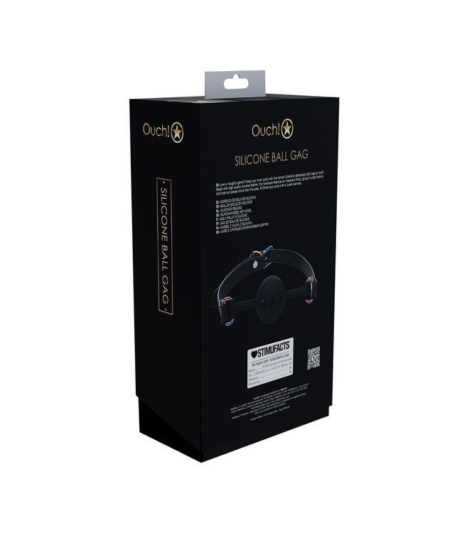 Ouch! Ouch! Venice Collection Ademend Siliconen Ball Gag Met Leren Verstelbanden Zwart
