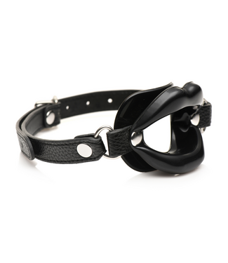 XR Brands Open Mouth Gag Met Siliconen Lippen En Kaakhoorn - Zwart, XR Brands