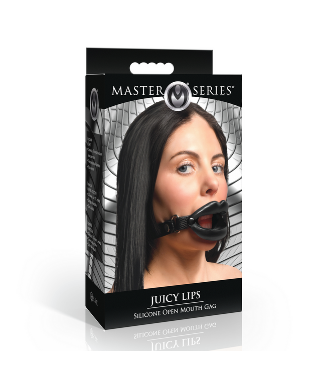 XR Brands Open Mouth Gag Met Siliconen Lippen En Kaakhoorn - Zwart, XR Brands