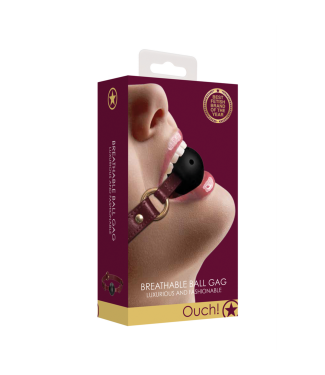 Ouch! Ademende Ball Gag Met Verstelbare Hoofdband En Gouden Accenten