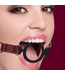 Ouch! Siliconen Open Ring Gag Met Versteldbare Lederlook Hoofdband En Gouden Details