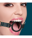 Ouch! Siliconen Open Ring Gag Met Verstelbare Lederlook Band En Gouden Details