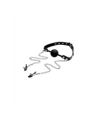 XR Brands Silicone Ball Gag & Nipple Clamps | Comfort & Control for BDSM Fun