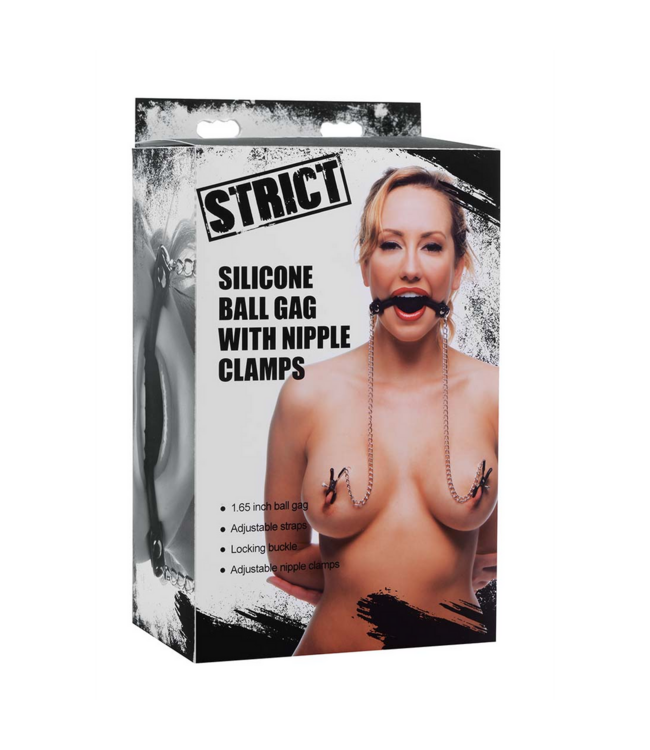 XR Brands Silikon-Ballknebel mit Nippelklemmen – Dominanz und Stille für BDSM-Fans