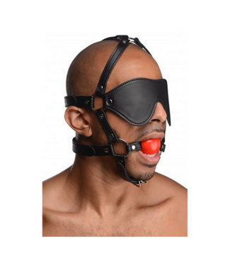 XR Brands Zelle St Intensiv-Set: Leder-Augenbinde mit Ballknebel für BDSM-Vergnügen